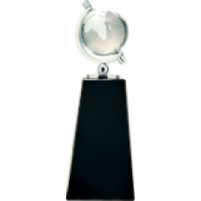 Crystal Spinning Globe on Black Pedestal Base